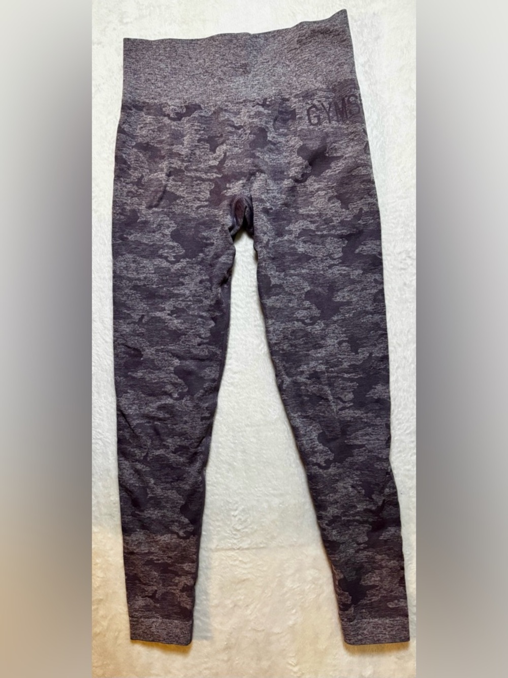 Gymshark medium purple and charcoal camouflage Capri Leggings